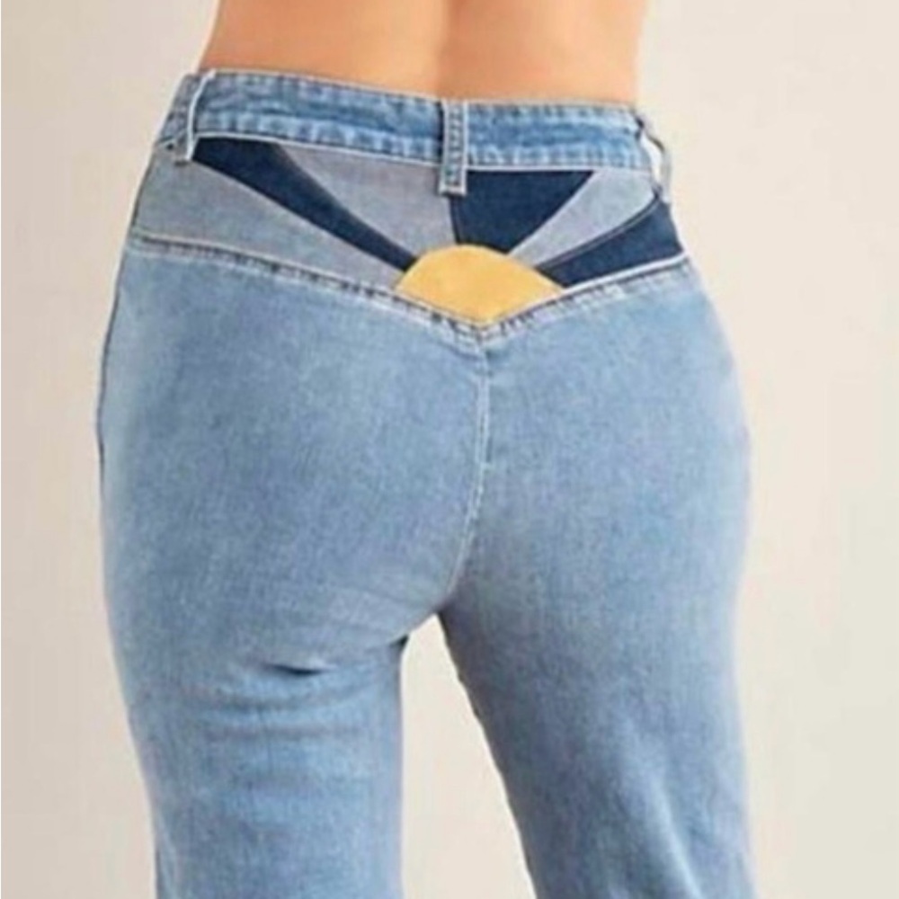 Free People Brand New Tags Seasons In The Sun Flare Hippie Festival Denim Jeans - Picture 3 of 14